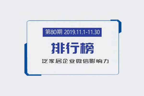 2019年11月泛家居企業(yè)微信影響力榜公布 |行業(yè)數(shù)據(jù)